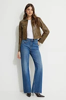 Blouson de moto en faux cuir délavé