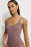 Ribbed Scoop Neck Bodysuit