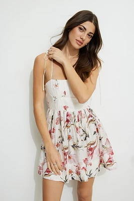 Bow Strap Flared Mini Dress