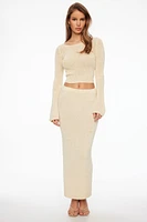 Semi Sheer Column Midi Skirt