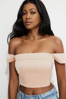 Off Shoulder Satin Tank Top