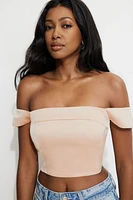 Off Shoulder Satin Tank Top