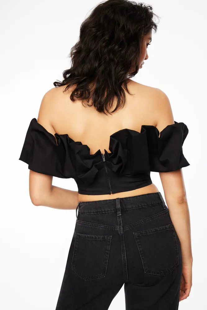 Ruffle Off Shoulder Crop Top