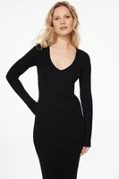 Long Sleeve V-Neckline Sweater Dress