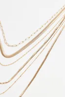 Layered Textured Chain Round Necklace
