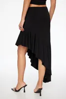 Sculpt Asymmetric Ruffle Midi Skirt