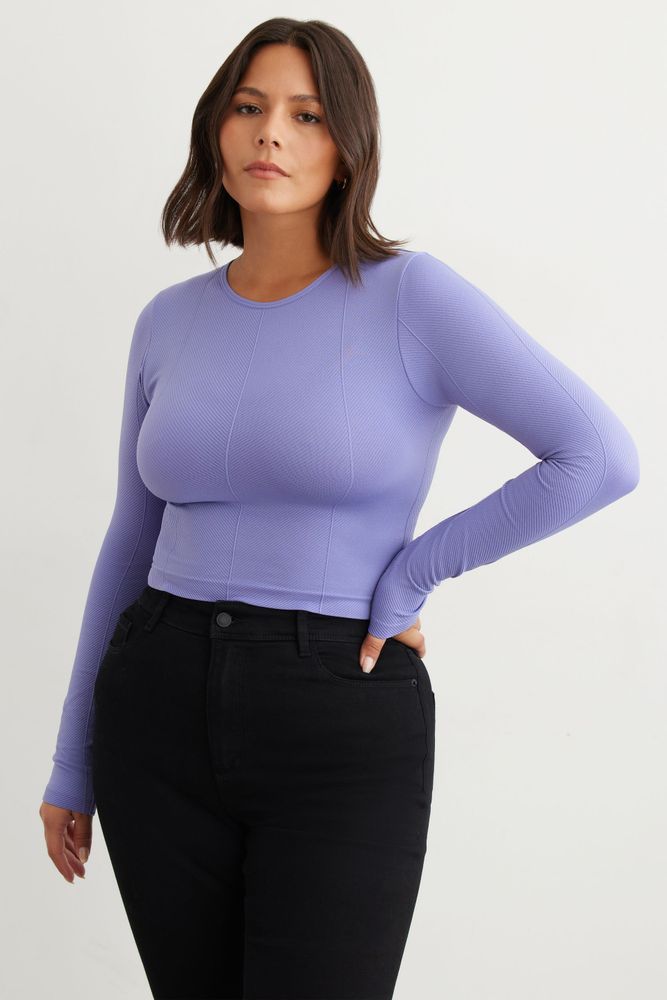 Long Sleeve Ribbed Crewneck Bodysuit