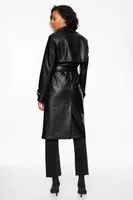 Maxi Faux Leather Trench Coat