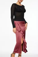 Kamila Satin Ruffled Maxi Skirt