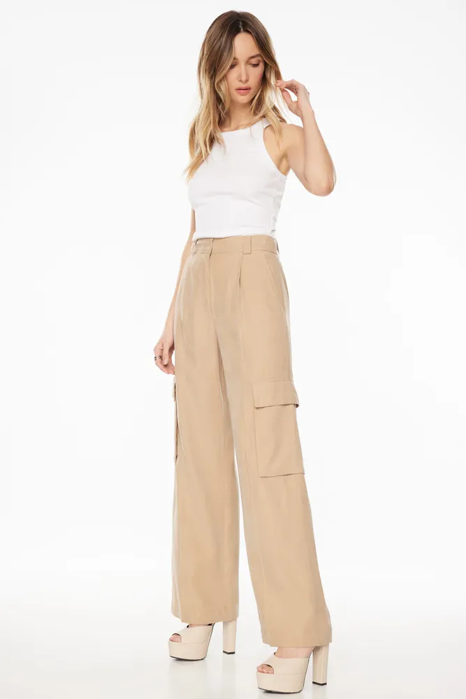 Gemma Wide Leg Cargo Pants Black