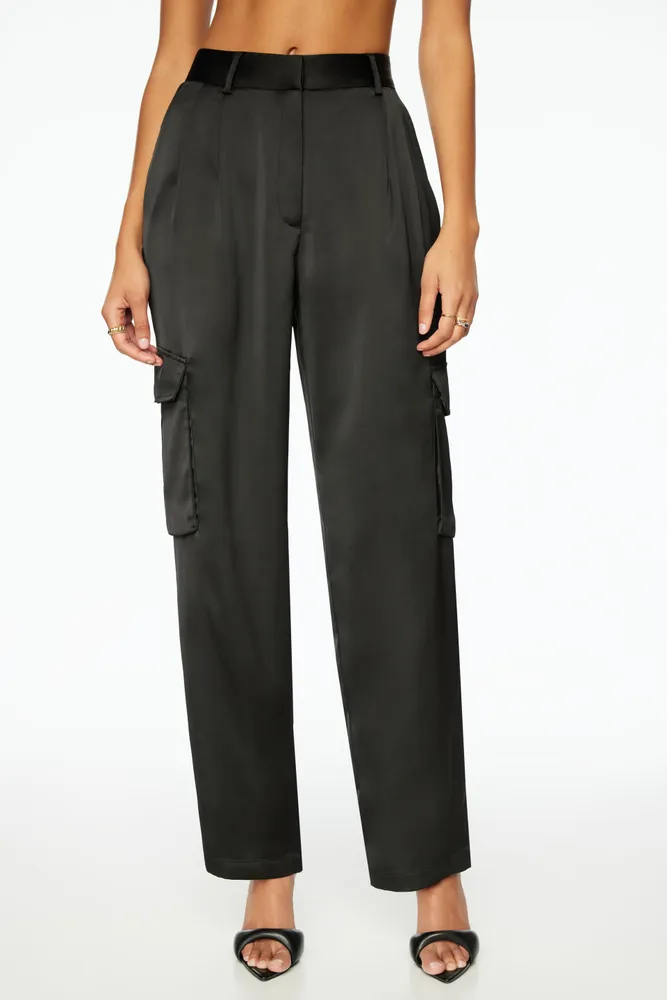 Izabel Satin Straight Leg Cargo Pants