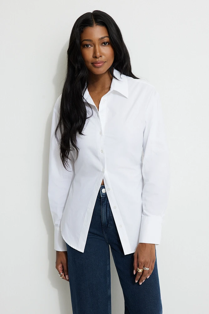 Cinched Waist Poplin Shirt