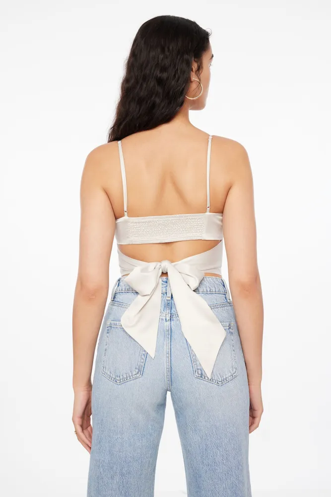 Everly Ruched Satin Crop Top