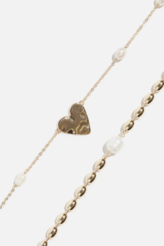 Heart Pearl Necklace Set