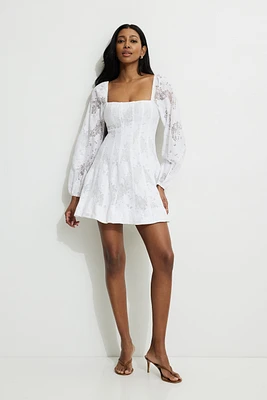 Amelie Balloon Sleeve Mini Dress