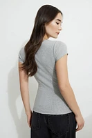 Olive Ribbed Crewneck T Shirt