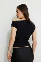 Single Shoulder Draped Jersey Top
