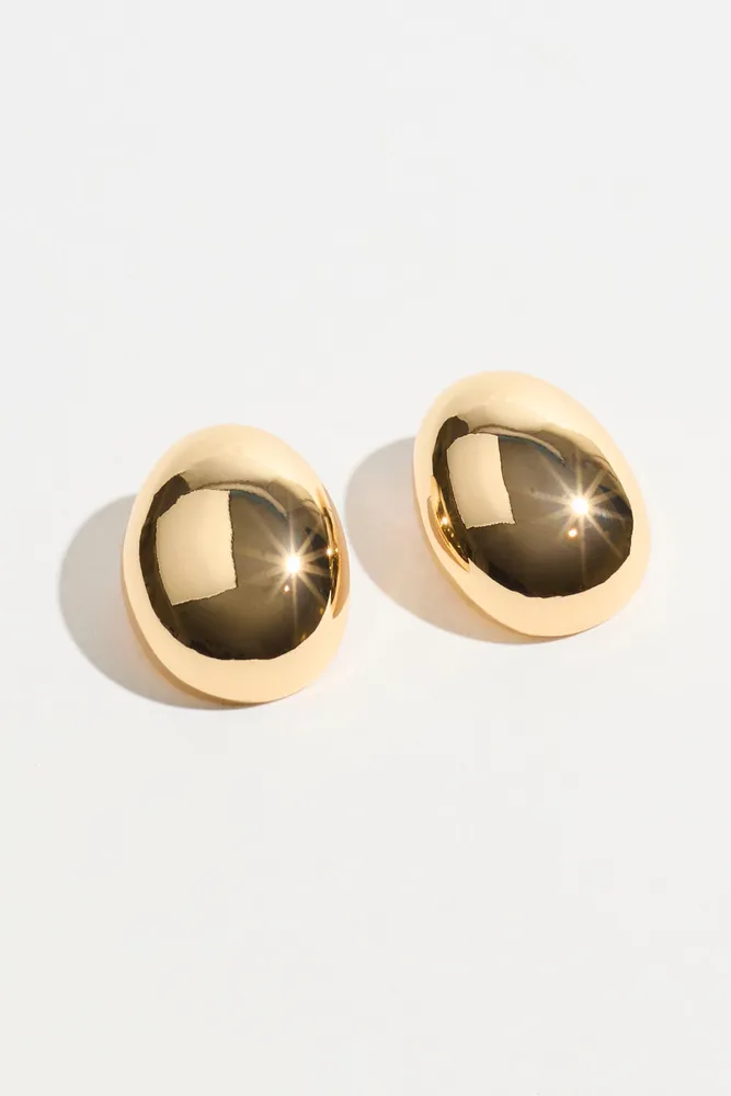 Oval Button Earrings