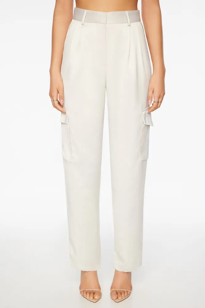 Izabel Satin Straight Leg Cargo Pants