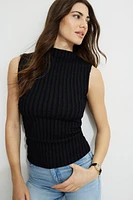 Textured Mock Neck Tank Top