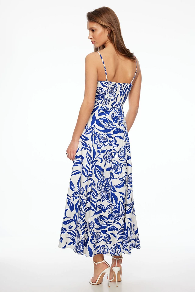 puff sleeve a line maxi dress Mac Duggal High Neck Puff Sleeve Tiered A-line Gown main image 1