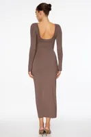 Long Sleeve Scoop Back Maxi Dress