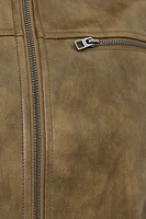 Blouson de moto en faux cuir délavé
