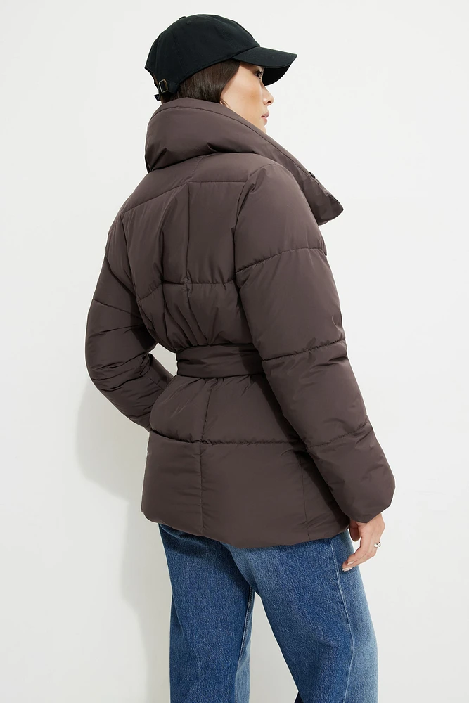 Belted Midi Puffer Jacket