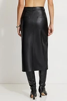 Danbi Faux Leather Midi Skirt