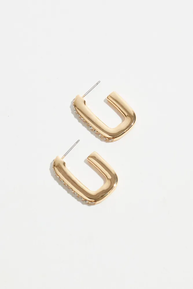 Square Gem Hoop Earrings