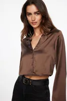 Notch Lapel Satin Shirt