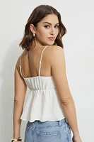 Front Tie Babydoll Tank Top