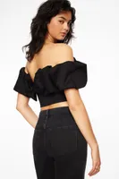 Ruffle Off Shoulder Crop Top