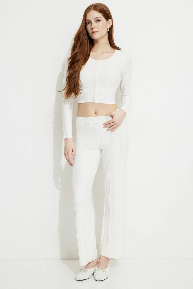 Cable Knit Flared Pants