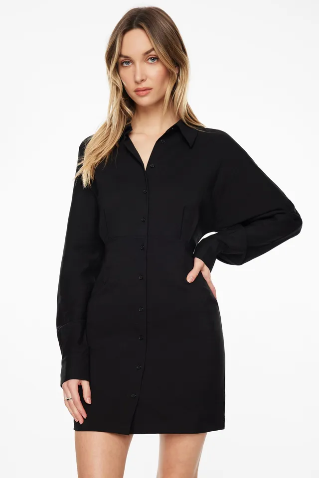 Long Sleeve Cinched Shirt Dress