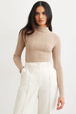 Stitched Mock Neck Sweater