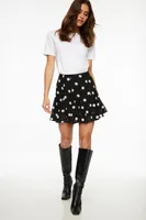 Flared Polka Dot Mini Skirt