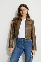Blouson de moto en faux cuir délavé