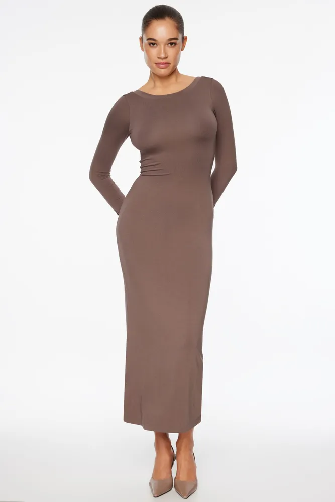 Dynamite Long Sleeve Scoop Back Maxi Dress