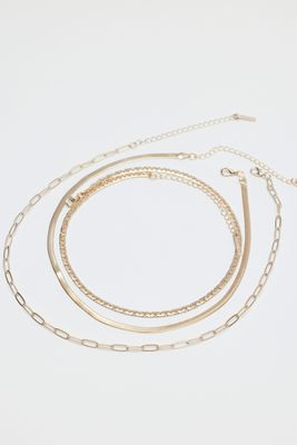 Layered Paperclip, Snake & Flat Chain Necklace