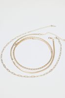 Layered Paperclip, Snake & Flat Chain Necklace