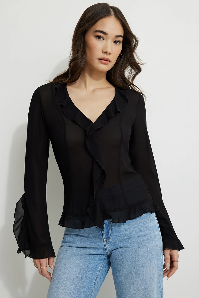 Ruffled Flyaway Blouse