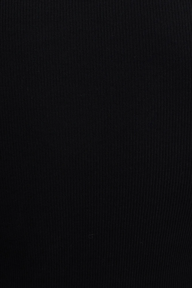 T-shirt côtelé à col rond Olive