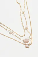 3-Pack Pearl & Cushion Gem Necklace