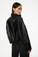 Faux Leather Bomber Jacket