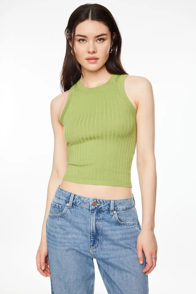 Lota Sculpt Square Neck Tank Top Green