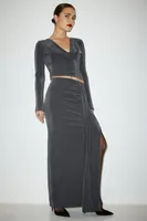 Slinky Draped Maxi Skirt