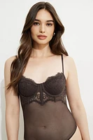 Sheer Lace Bustier Bodysuit