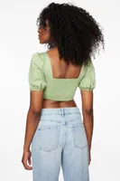 Short Bubble Sleeve Crop Top