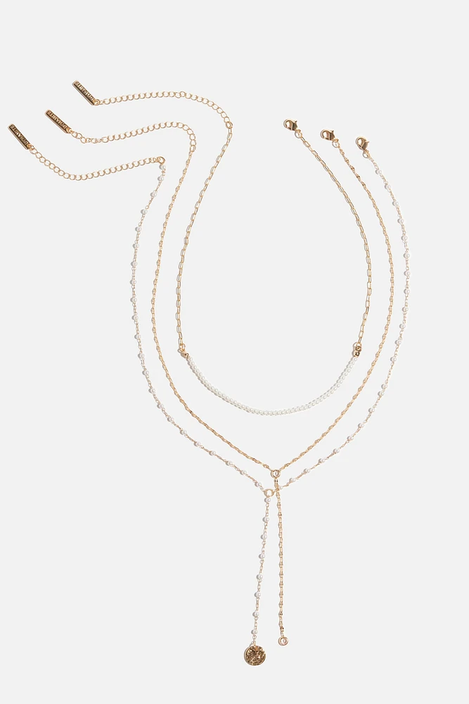 Layered Mini Pearl Y-Neck Necklace